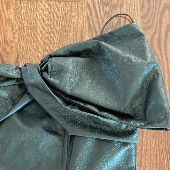 PINKO faux SOFTEST leather strapless mini dress homecoming cocktail black NWOT 6 - Picture 3 of 16